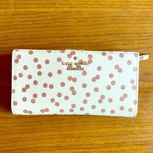 Kate Spade Dot Wallet. White with Gold Polka Dots